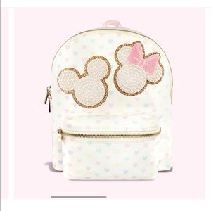 Stoney Clover Lane Mickey and Minnie Pastel Hearts Classic backpack.